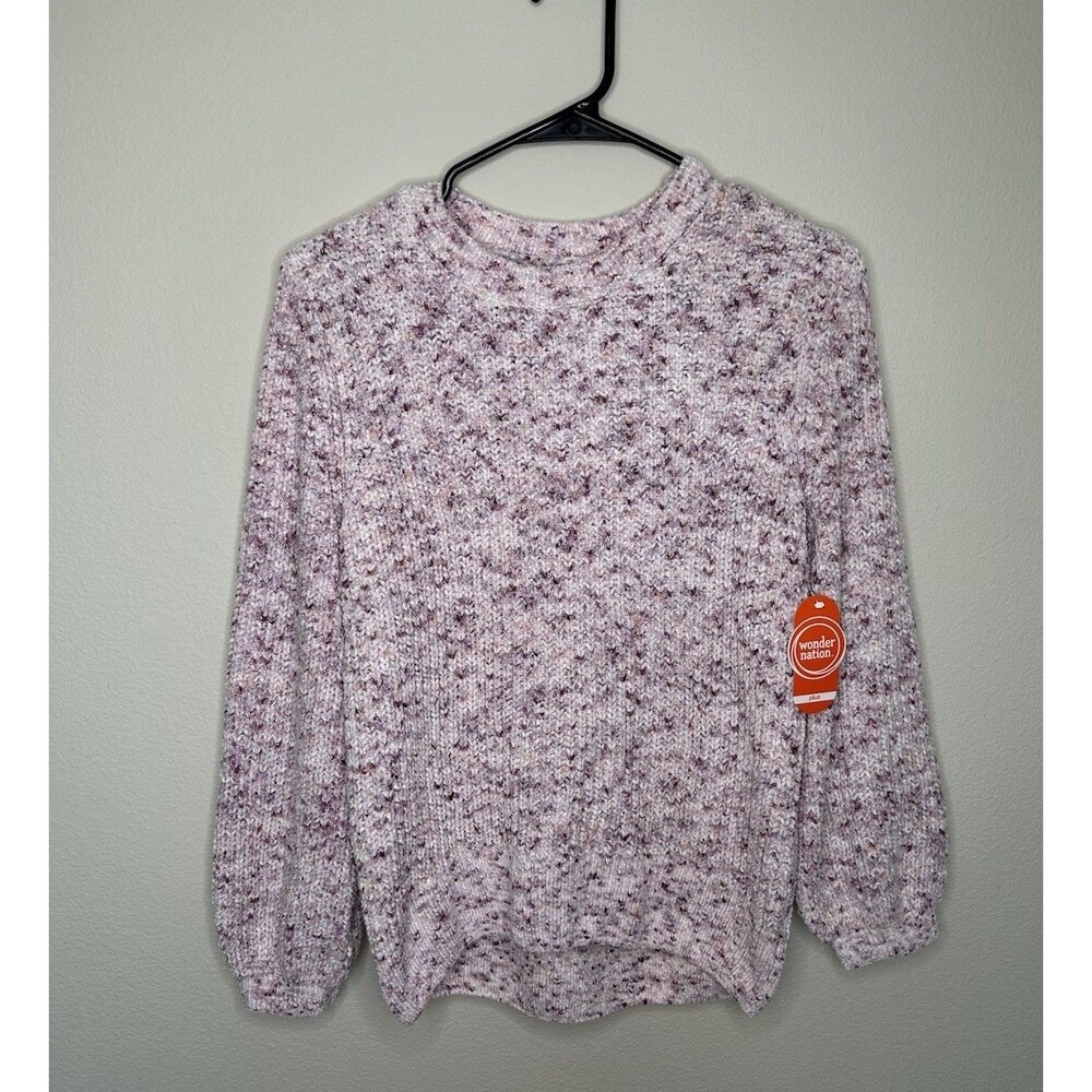 Wonder Nation Girls Size XL Chenille Balloon Sleeve Pink Knit Pullover Sweater